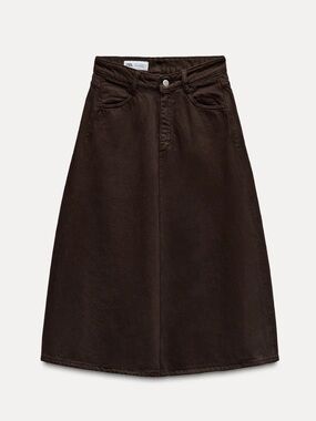 Zara Dark Brown A-Line Skirt NWOT